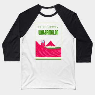 Hello Summer Watermelon Color 4 Baseball T-Shirt